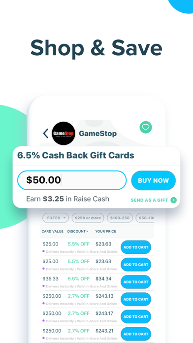 Raise - Buy and Sell Gift Cards for Shopping Deals, Rewards and Discounts, Stores in Wallet screenshot
