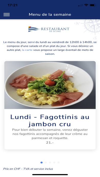 Restaurant SNG Menu Screenshot