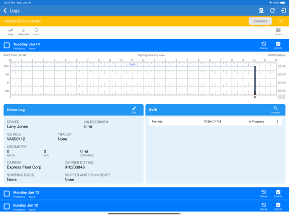 Ready Fleet ELD iPad screenshot