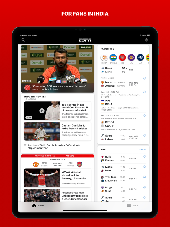 ESPN: Live Sports & Scores iPad screenshot 5 - Sports app