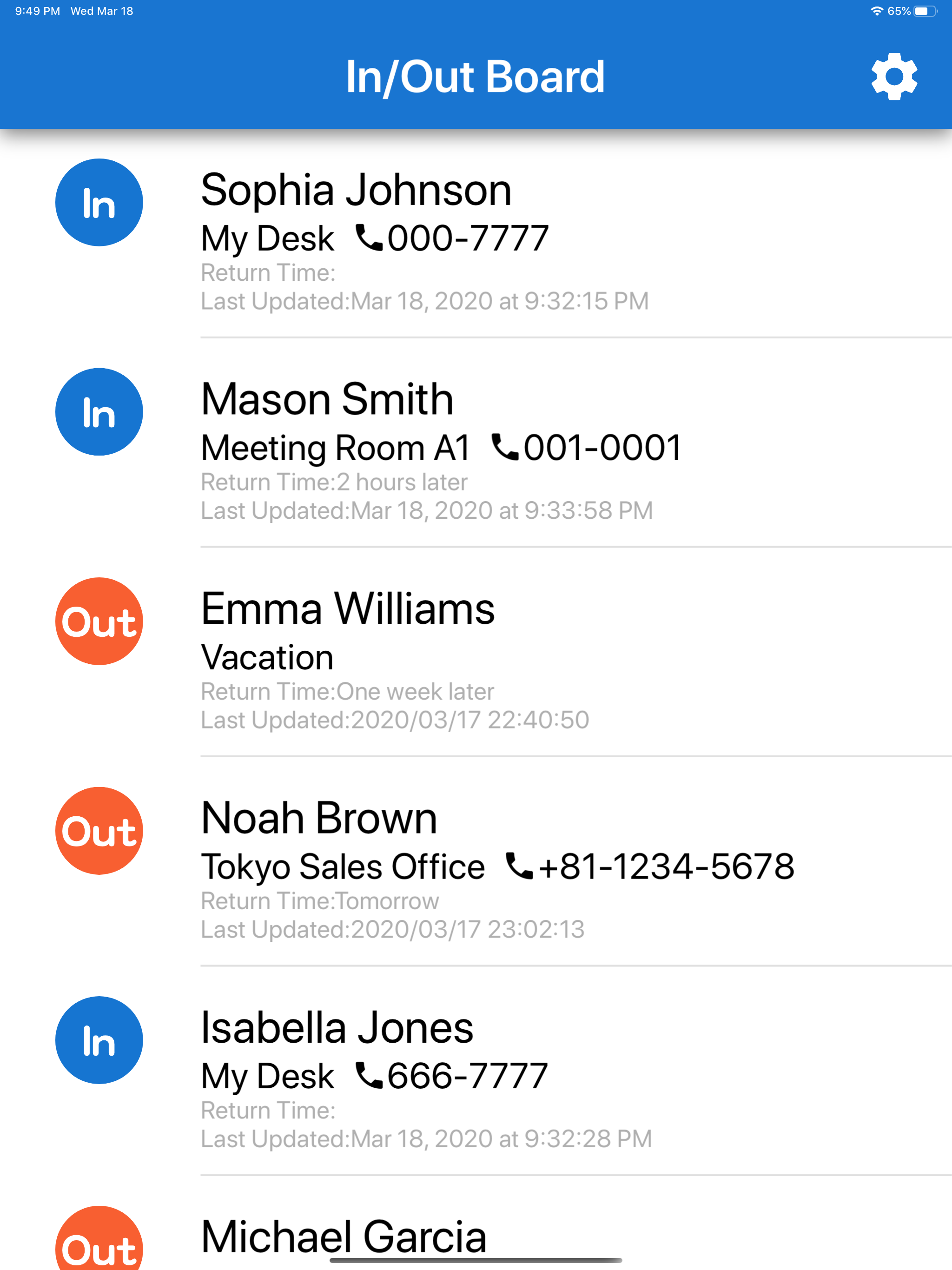 In/Out Board screenshot 9