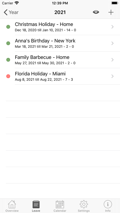Annual Leave Screenshot