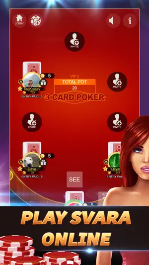 Svara - 3 Card Poker Online screenshot 1