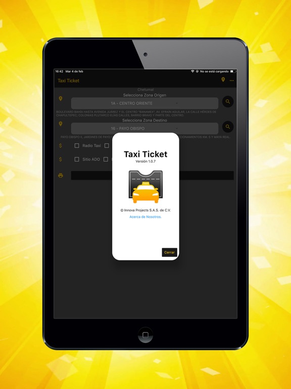 Taxi Ticket iPad screenshot
