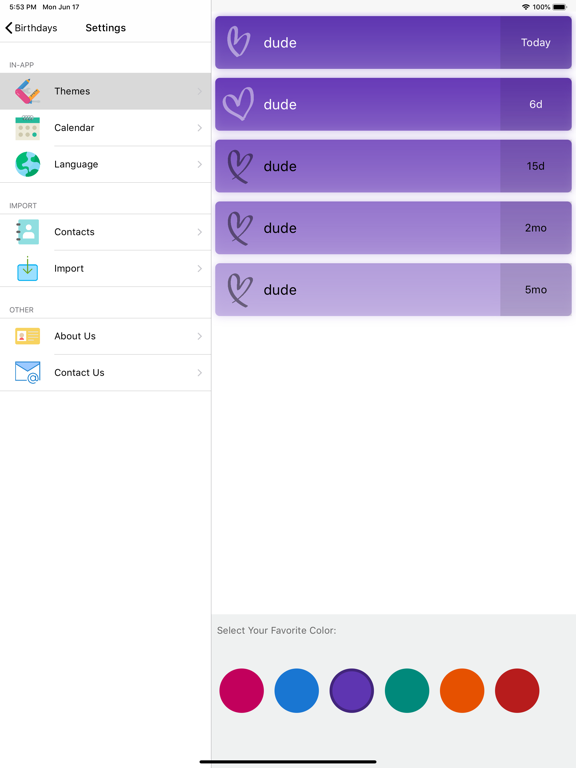 Birthdate - Beautiful Reminder iPad screenshot 5 - Entertainment app