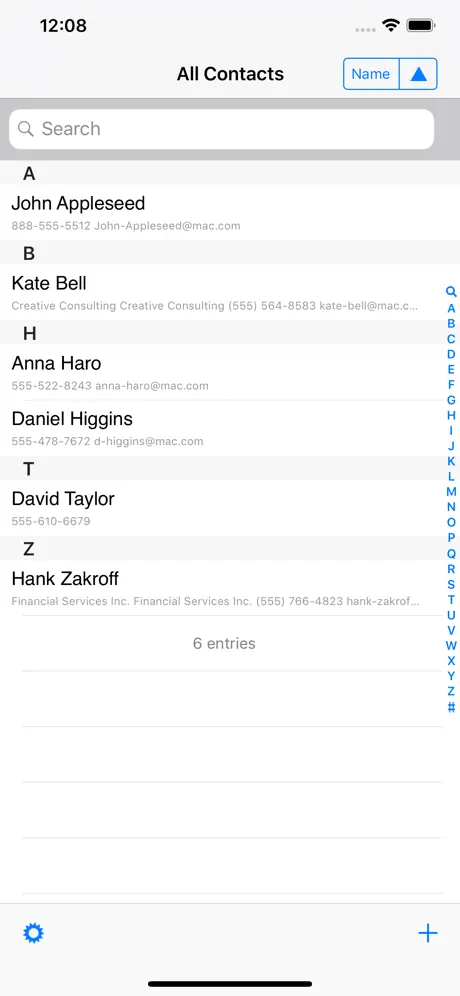 Contacts last entries & search