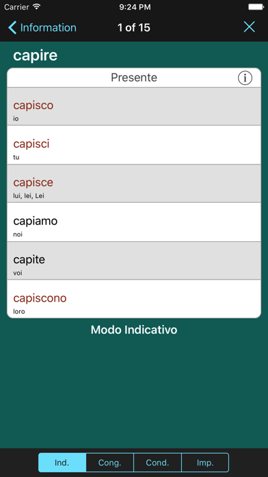 Italian Verbs & Conjugation Screenshot