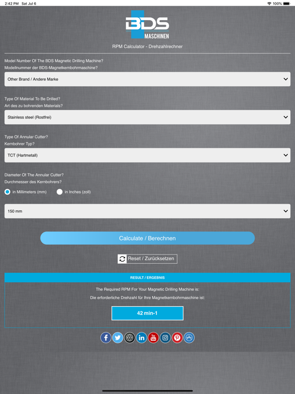 RPM Calculator iPad screenshot