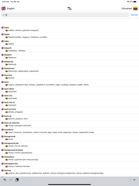 Lithuanian-English Dictionary iPad screenshot 5 - Reference app