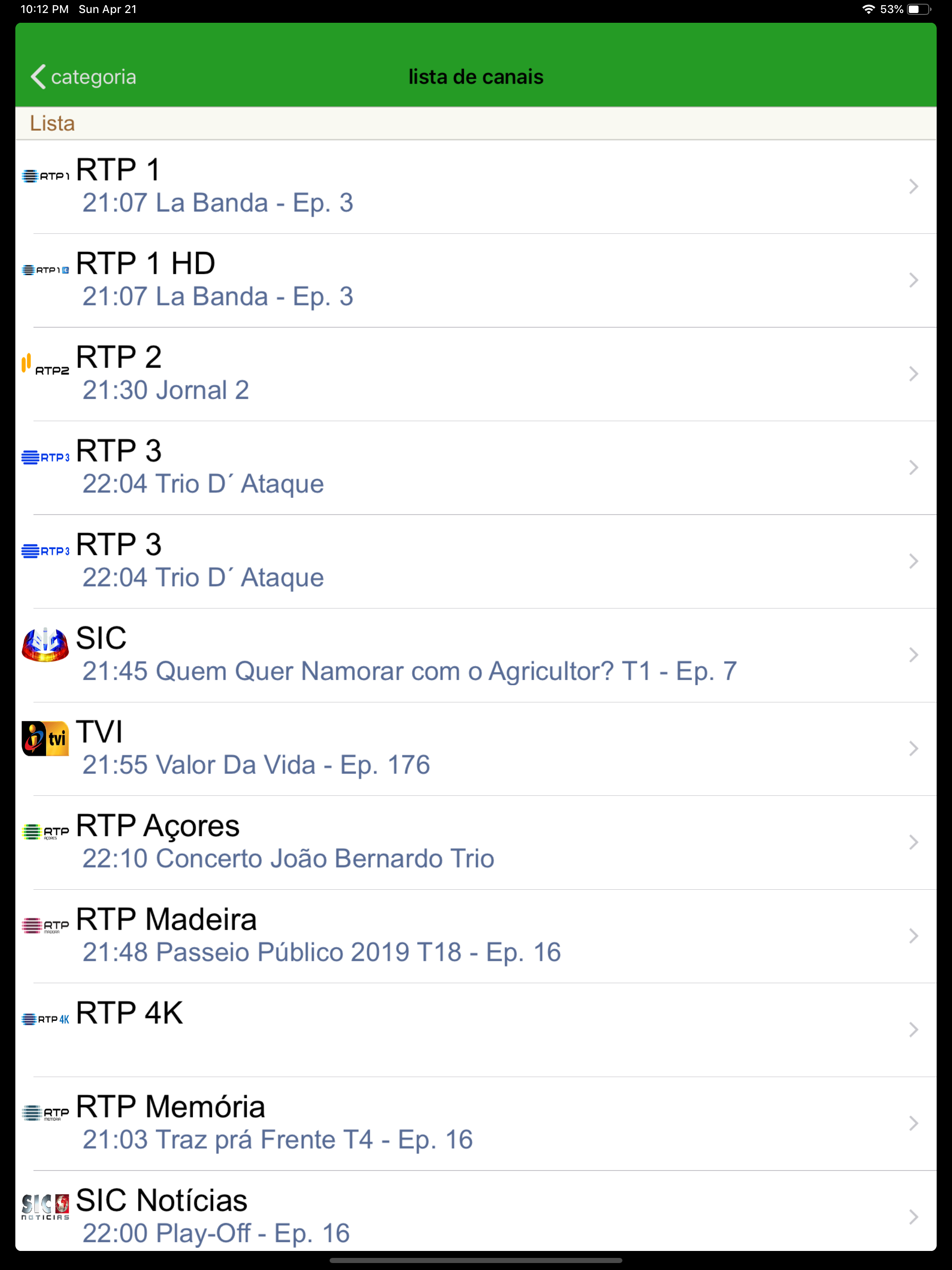 Portugal programação TV