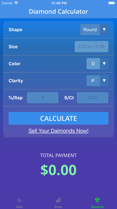 Calculator-Gold Silver Diamond iPhone screenshot 1 - Business app