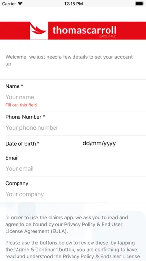 Thomas Carroll Claims App screenshot 1