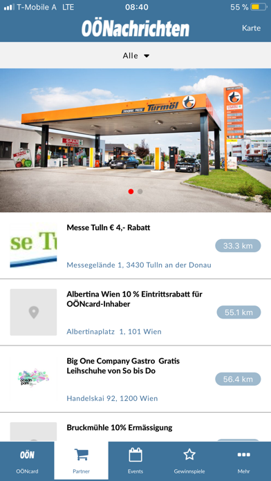 OÖNcard Screenshot