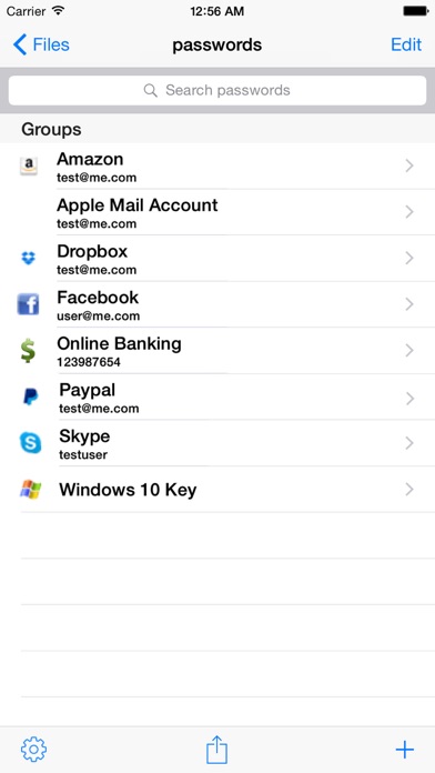 KeePass Touch Screenshot