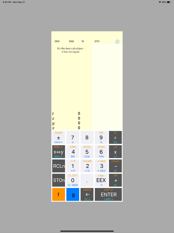 No Equal RPN Calculator iPad screenshot 1 - Utilities app