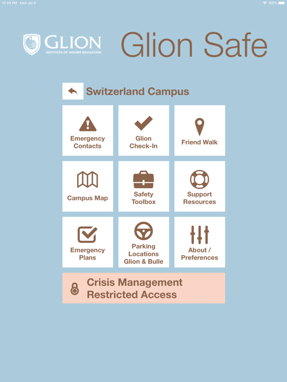 Glion Safe iPad screenshot 1 - Education app