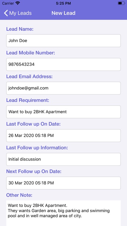 My Leads List Application