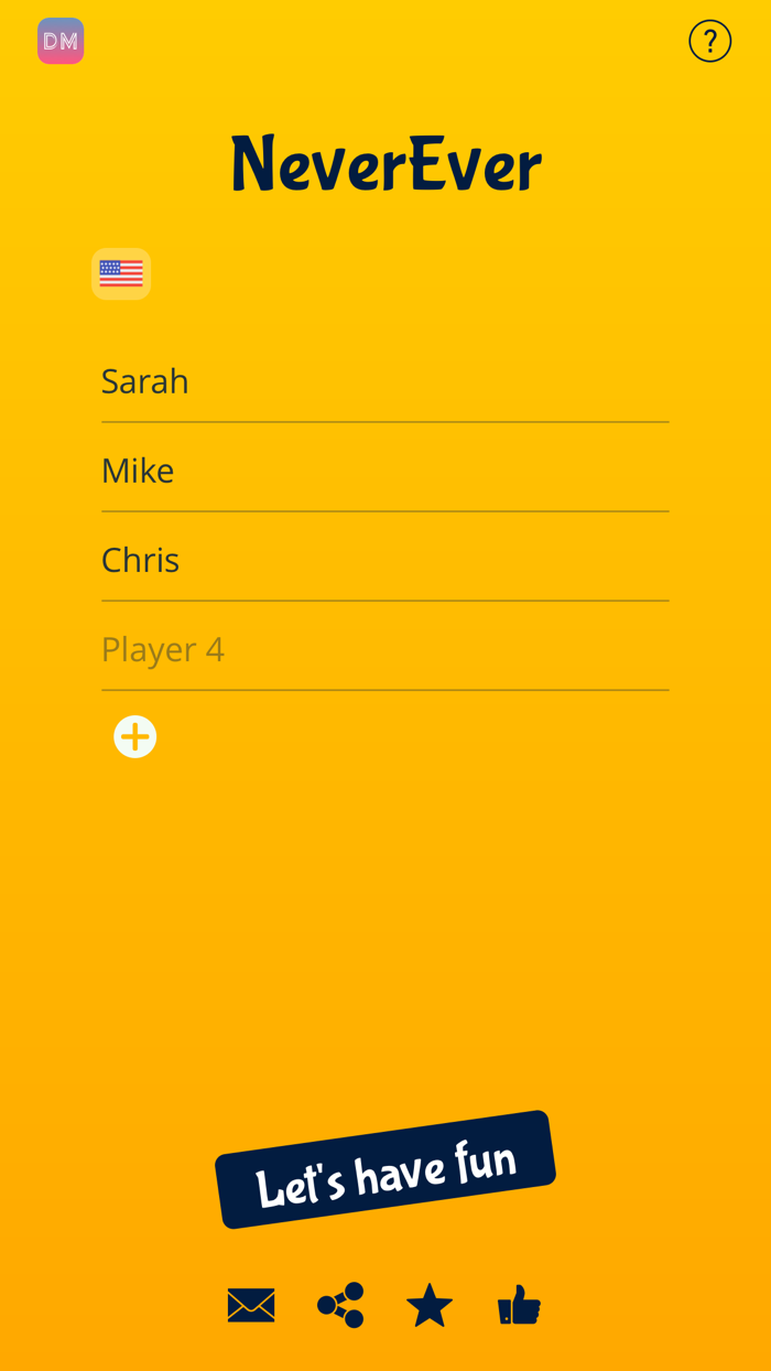 Never Have I Ever game ·