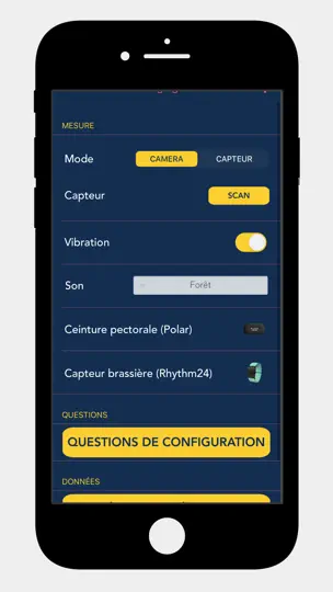 Capture d'écran de HRV4Biofeedback sur iPhone 10