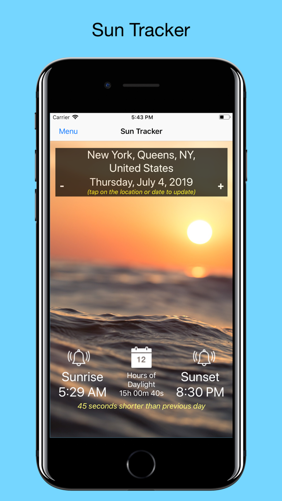 Sun Tracker sunrise & sunset App for iPhone Free Download Sun Tracker sunrise & sunset for