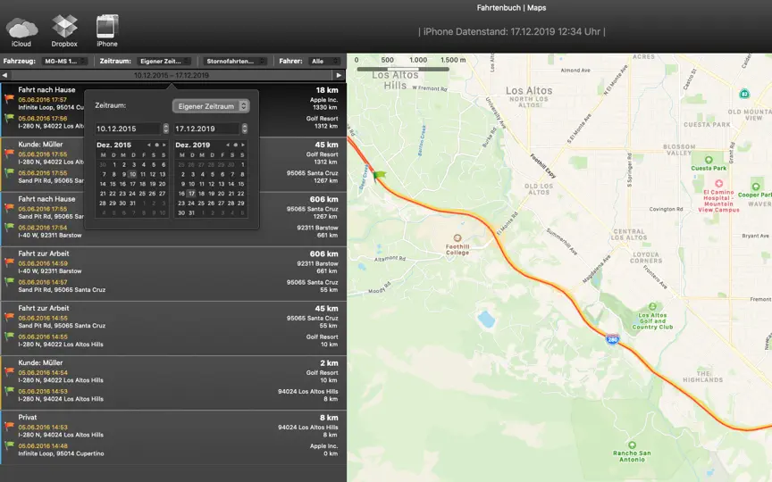 Screenshot von Fahrtenbuch | Maps auf dem iPhone 3