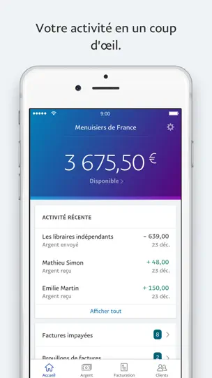 Capture d'écran de PayPal Business sur iPhone 1