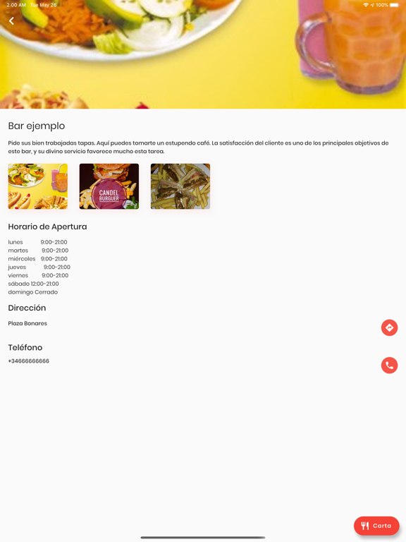 Menu App iPad screenshot