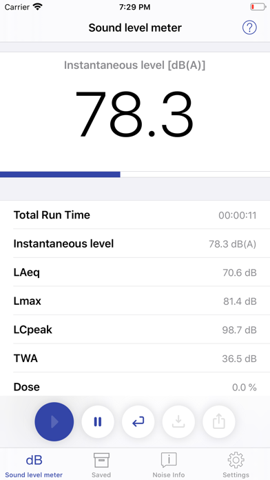 NIOSH Sound Level Meter Screenshot