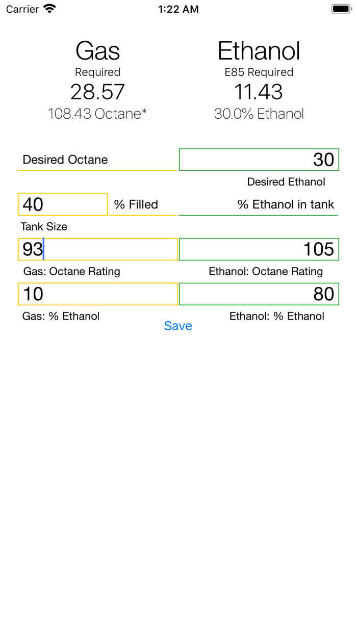 E85 Calculator