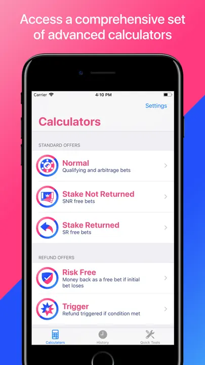 Matched Betting Calculators iPhone-skjermbilde 1