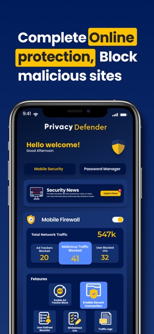Privacy Defender Features