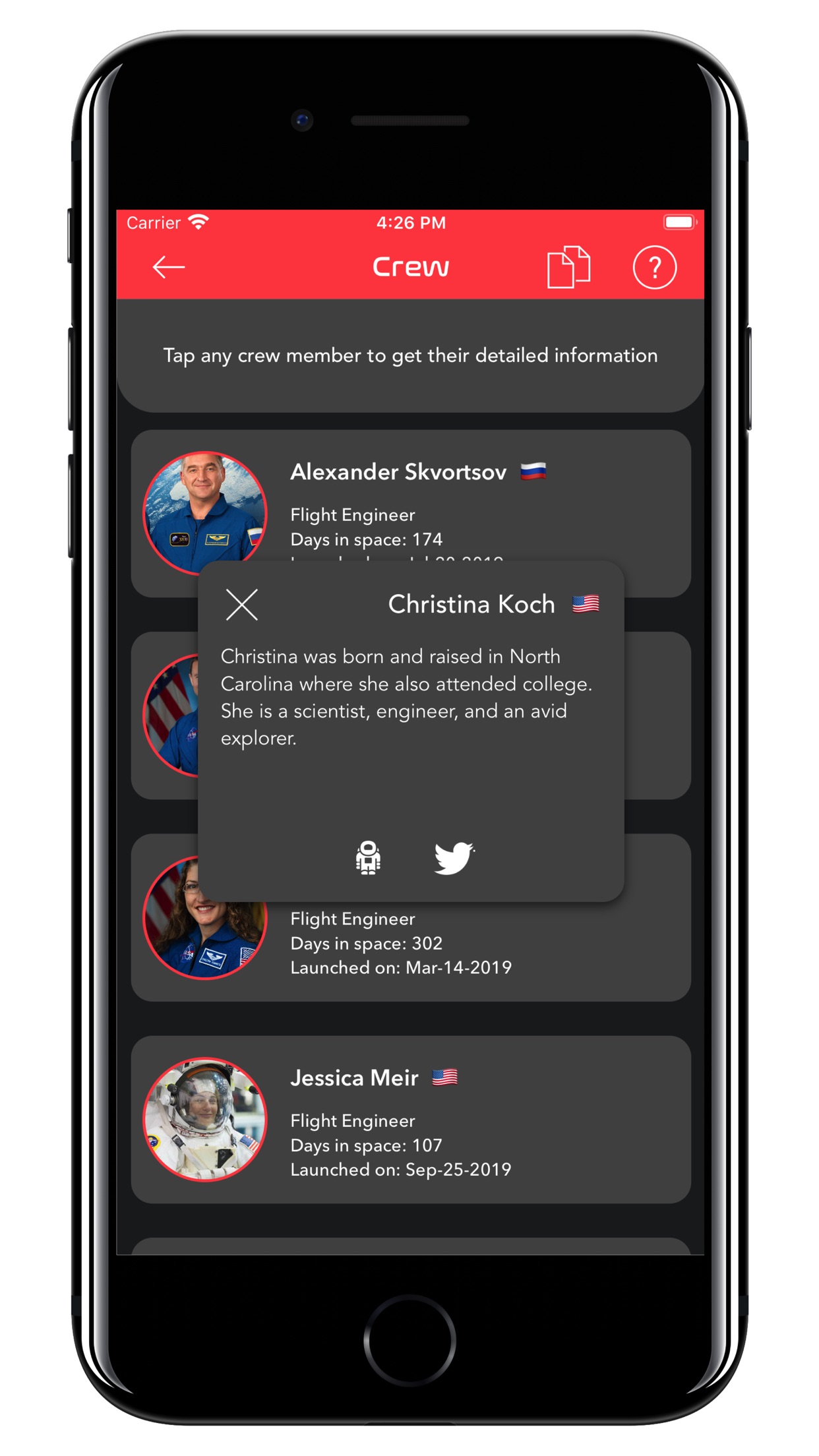 Screenshot do app ISS Real-Time Tracker