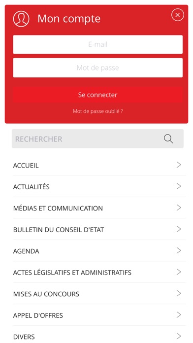 Bulletin officiel Valais Screenshot