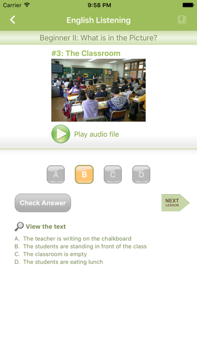 English Listening & Quiz Screenshot