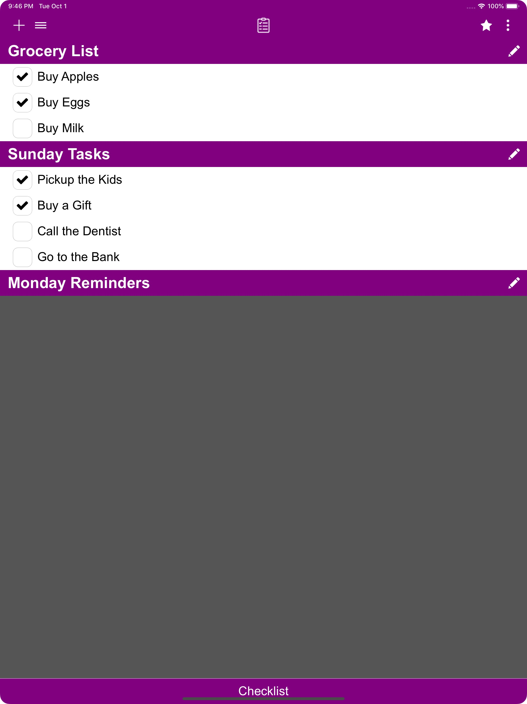 Checklist screenshot 19