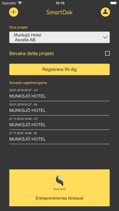 SmartDok Personalliggare Screenshot