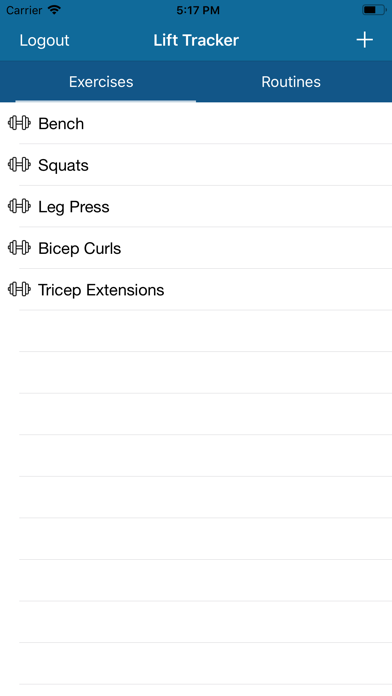 Weight Lift Tracker Screenshot