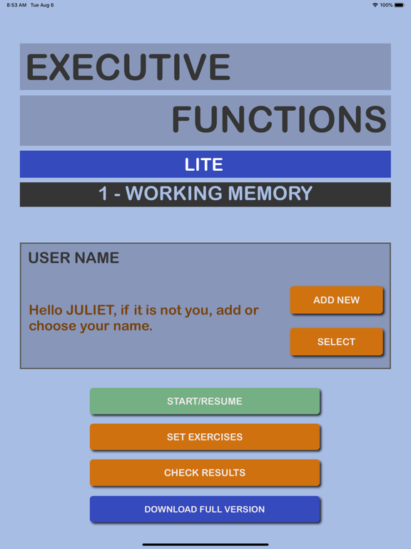 Executive Functions Lite