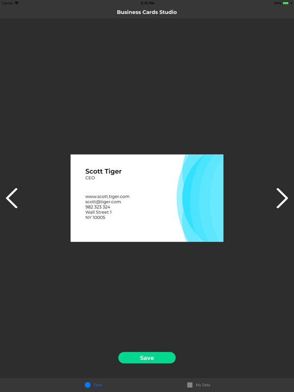Business Cards Studio iPad screenshot