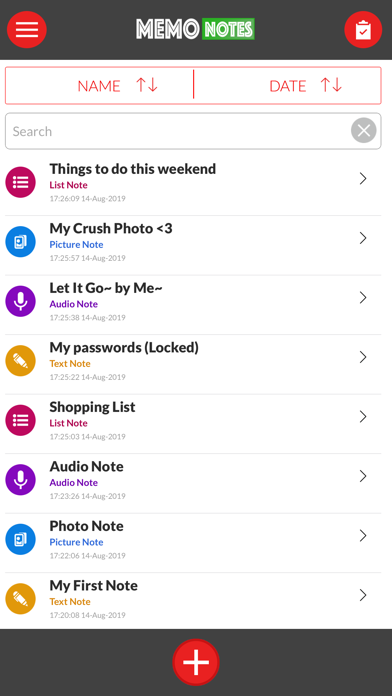 Screenshot #1 pour Memo Notes (Password+Pictures)