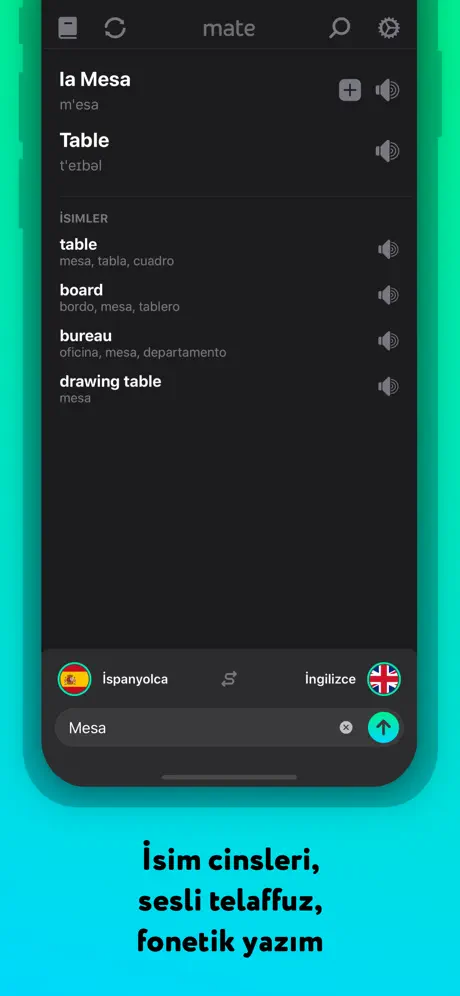 Mate – çeviri ve sözlük