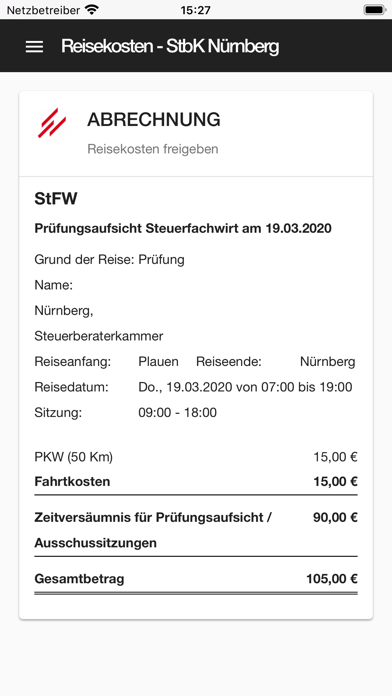 Reisekosten - StbK Nürnberg Screenshot