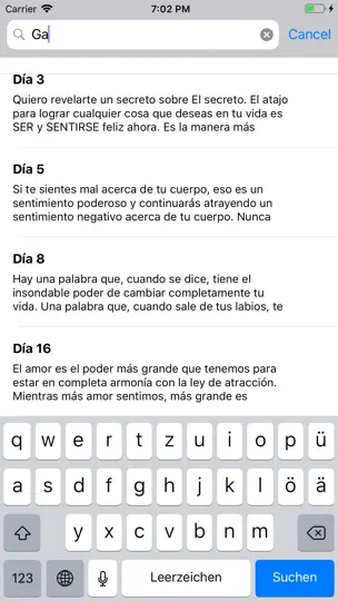 Captura de pantalla de El Secreto Enseñanzas Diarias en iPhone 6