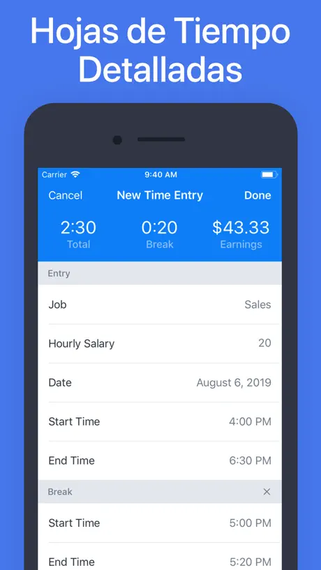 Hours: Tiempo de Trabajo