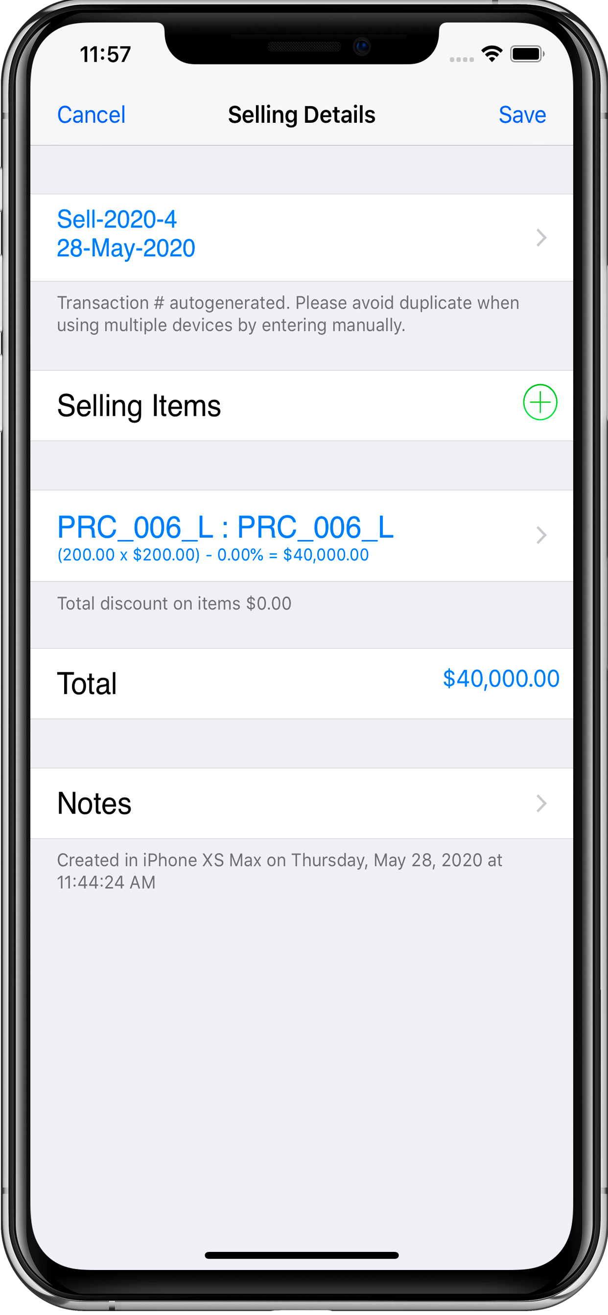 Goods Inventory for Retailer
