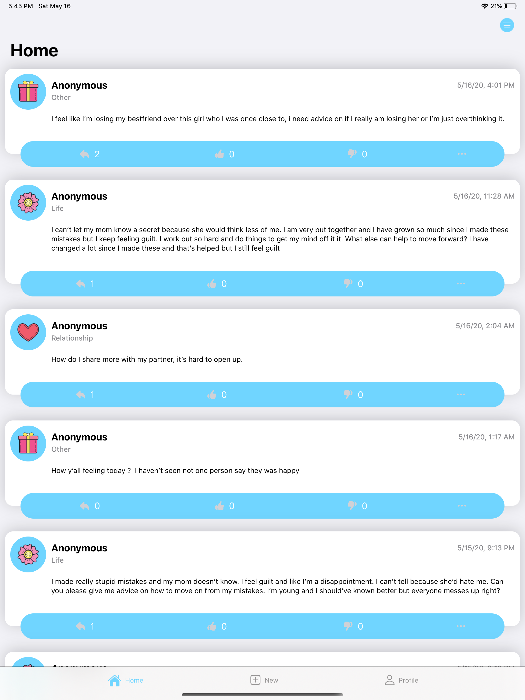 Honest - Anonymous Advice