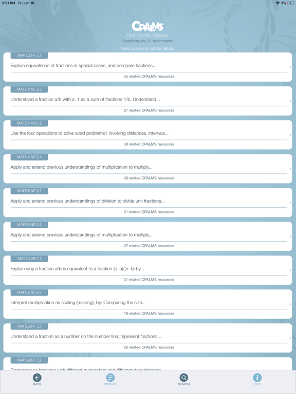 CPALMS Standards Viewer iPad screenshot 7 - Education app