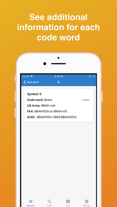 NATO Phonetic Alphabet ICAO Screenshot