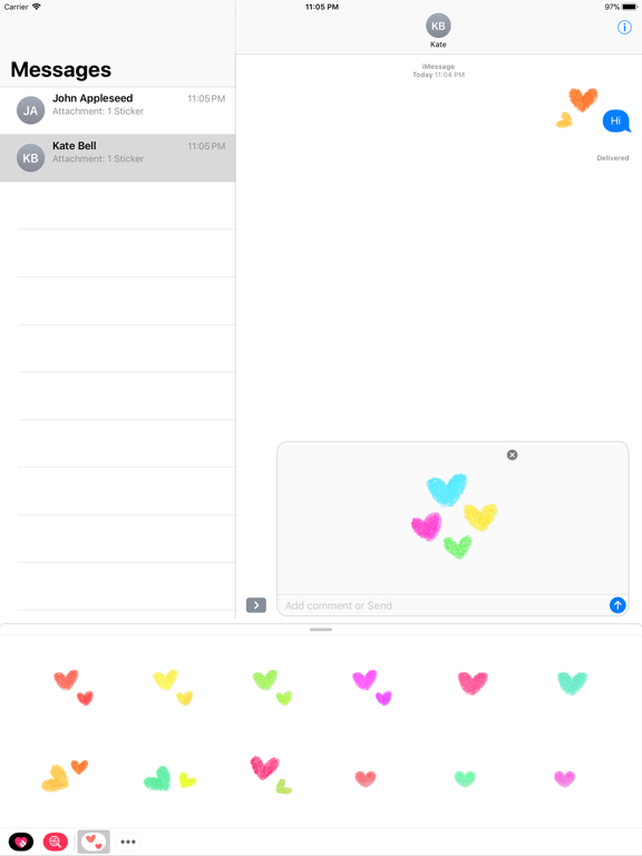 LOVE : with all my hearts iPad screenshot 1 - Stickers app