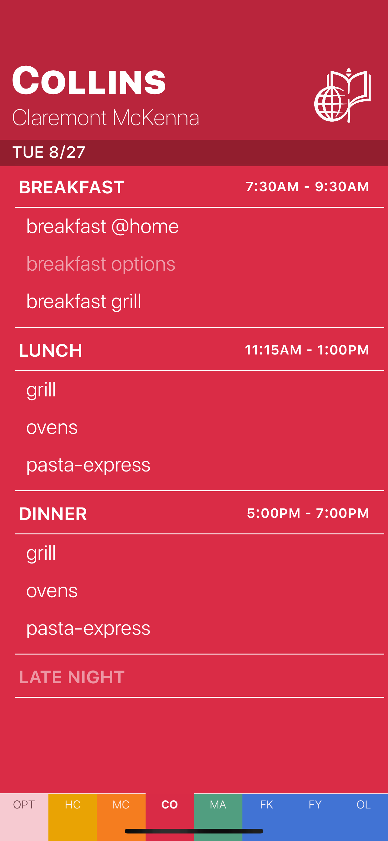 5Cs Menu